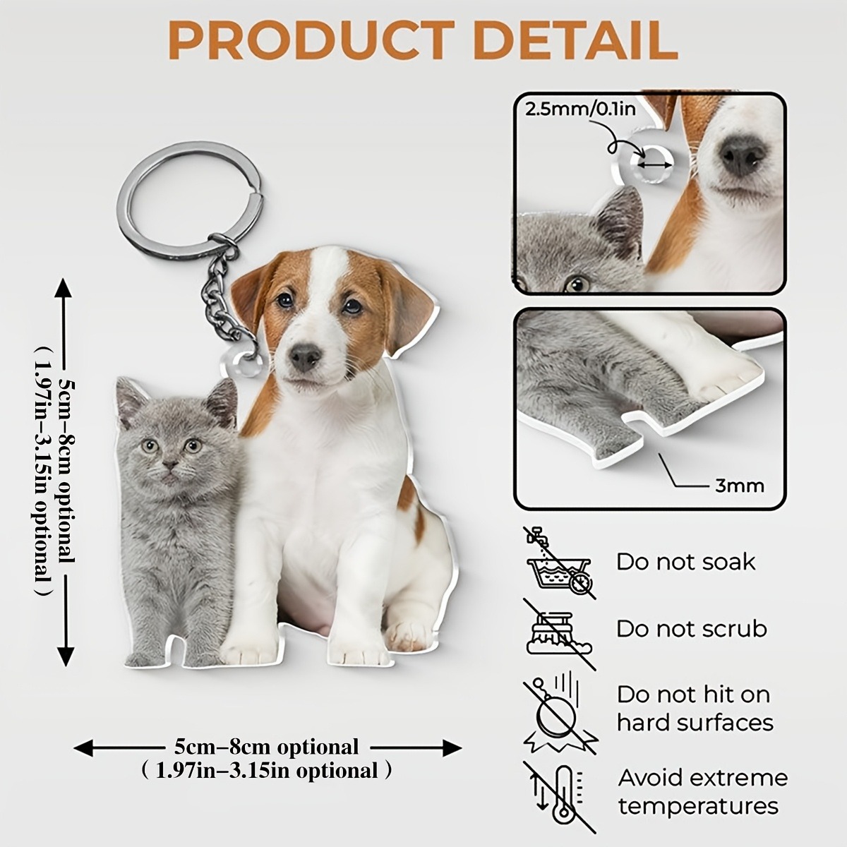 Photography Ideas - Personalized Custom-Cut colorful Photo Keychain, Acrylic