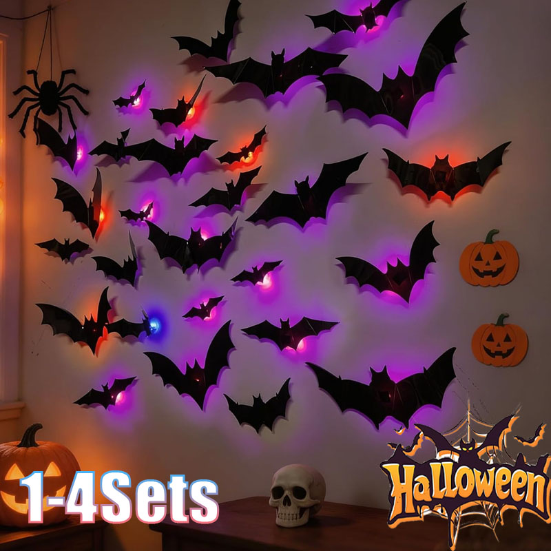 1-4Sets Halloween Glowing Bat  - Photography Website ulasan dan harga