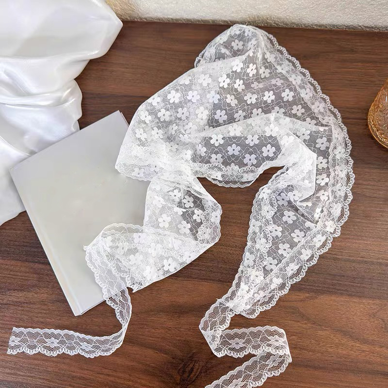 White Woven Floral Lace Hair S - Photography Triangle ulasan dan harga