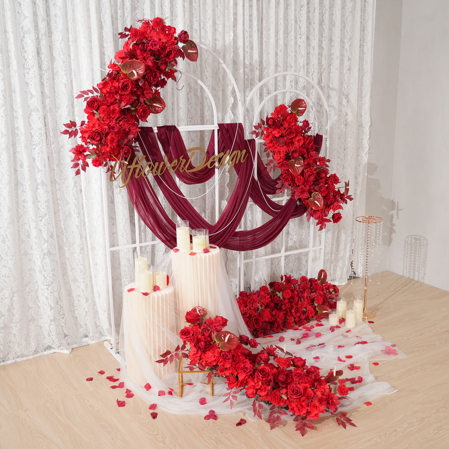 Uflower Red Flower Row Wedding - Photography Graduation ulasan dan harga