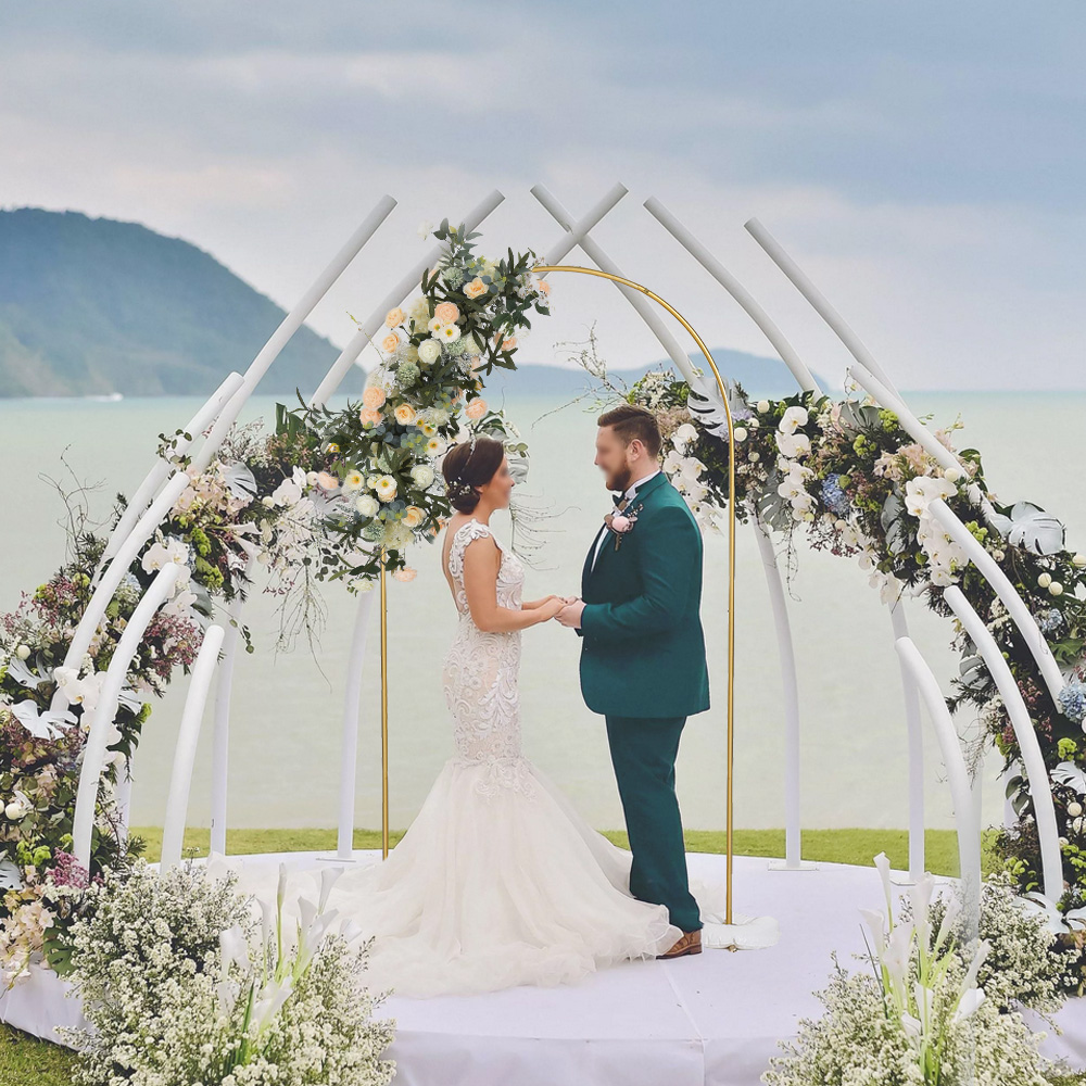 7.2FT Gold Metal Arch Backdrop - Photography Website ulasan dan harga