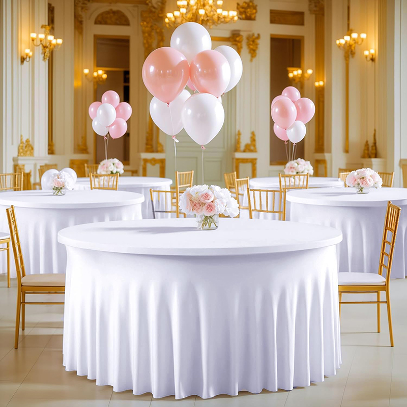 White Round Spandex Tablecloth - Photography Hotel ulasan dan harga