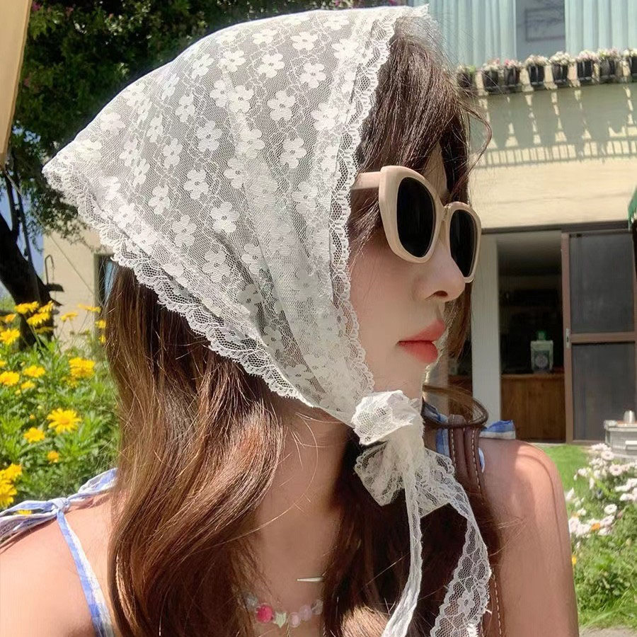 1PC triangle Lace scarf white  - Photography Triangle ulasan dan harga